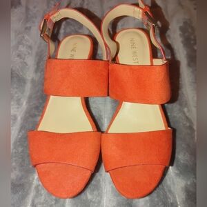 Nine West Orange Sandals Minimalist Design, Size 6.5 No Box